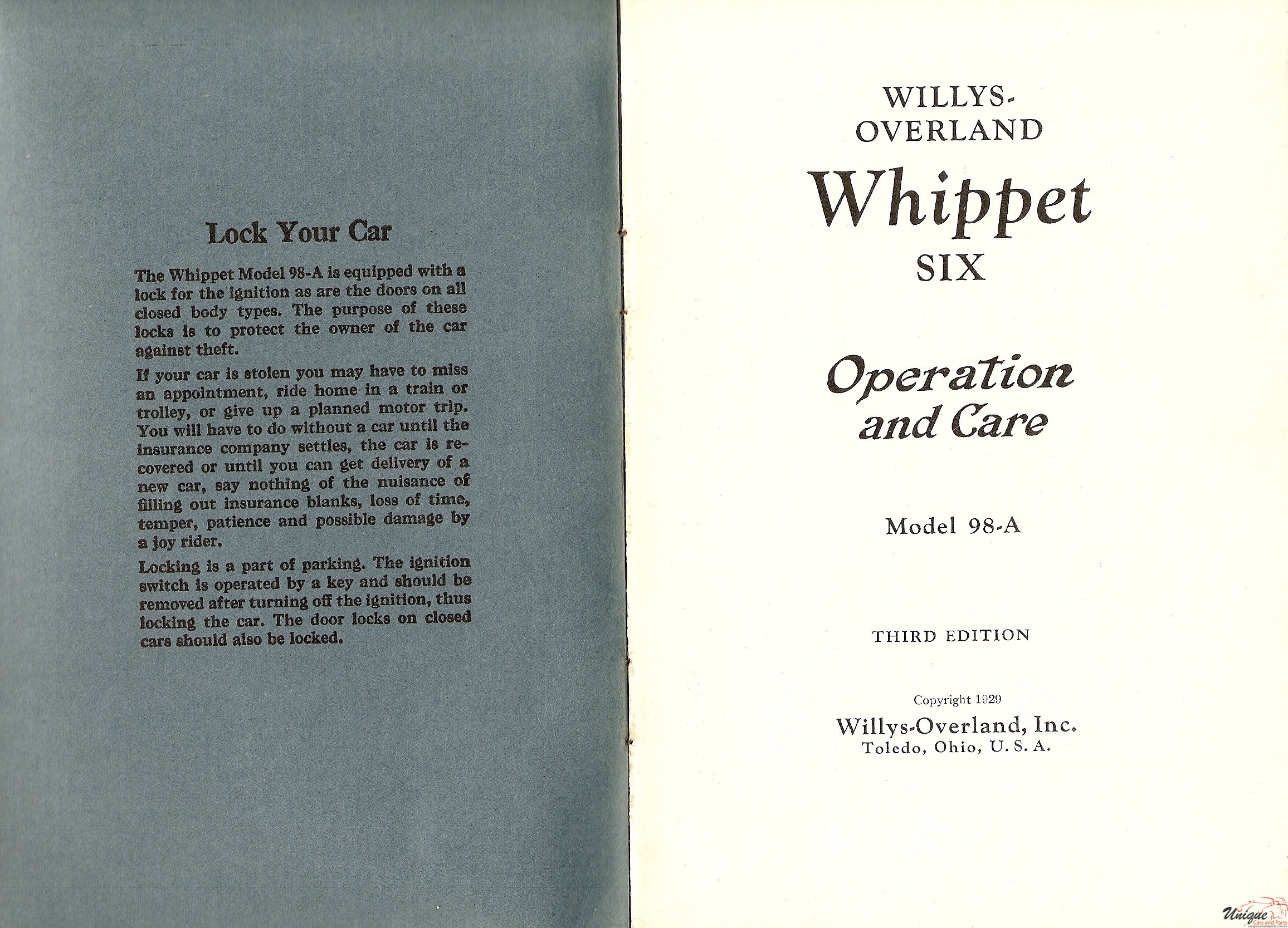 1929 Whippet Operator Manual Page 3